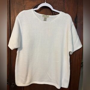 Eddie Bauer Short Sleeve White Sweater Size XL NWT